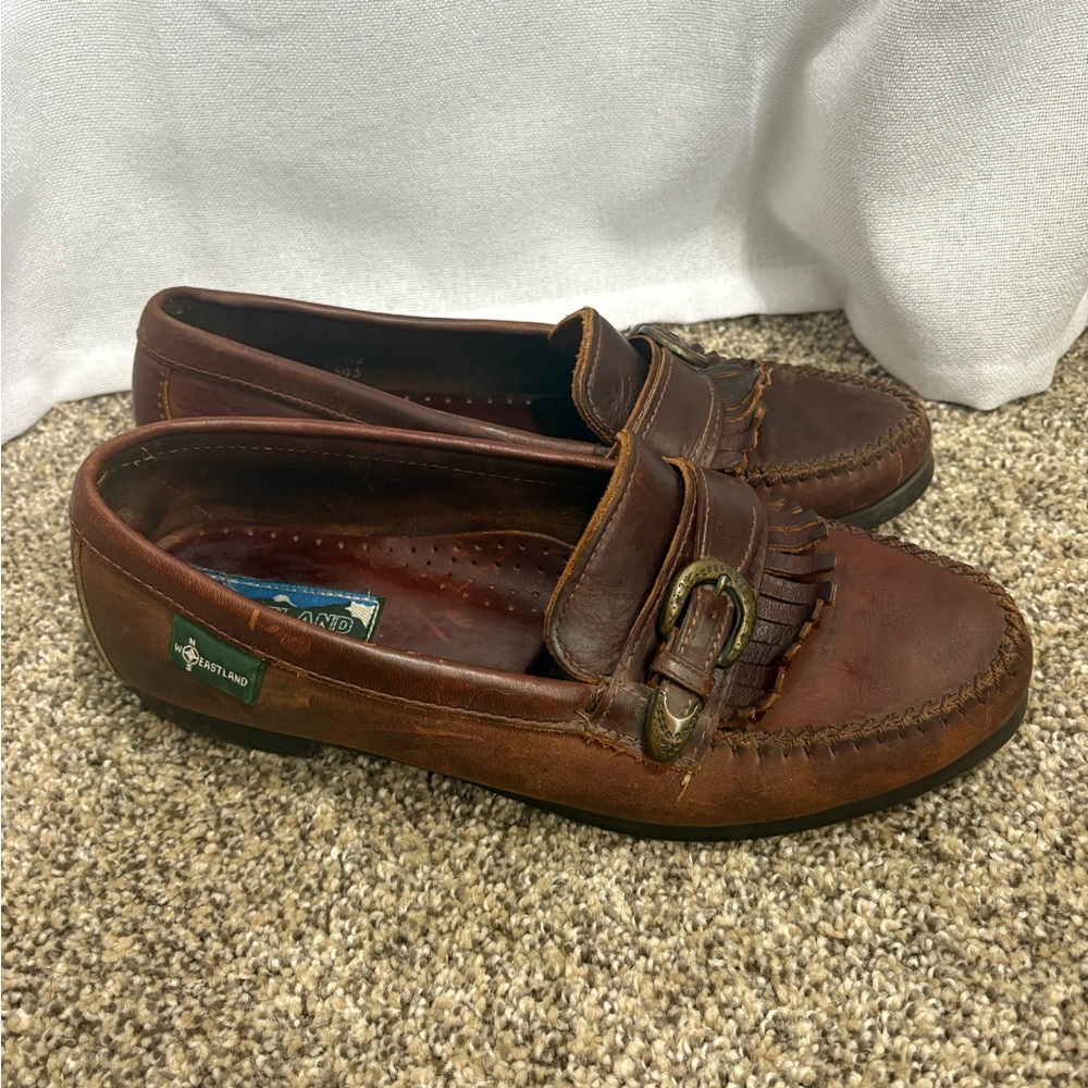Men’s Eastland Stanford Leather Loafers‎ Shoes Mocs Buckle Kiltie Sz 10 GVC